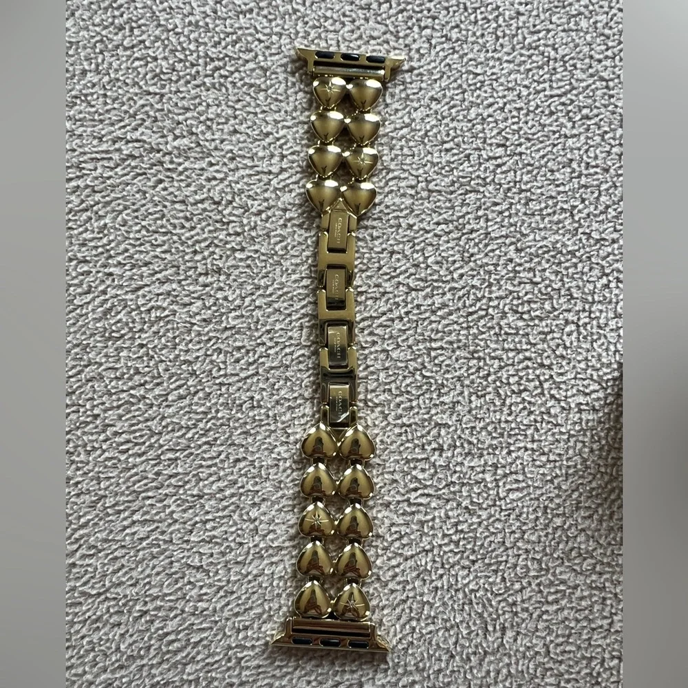 Coach Apple Watch® Crystal Gold-Tone IP Stainless Steel Heart 38/40/41mm - Picture 4 of 14